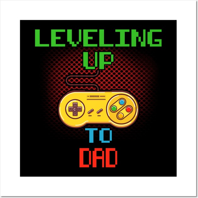 Promoted To Dad T-Shirt Unlocked Gamer Leveling Up Wall Art by wcfrance4